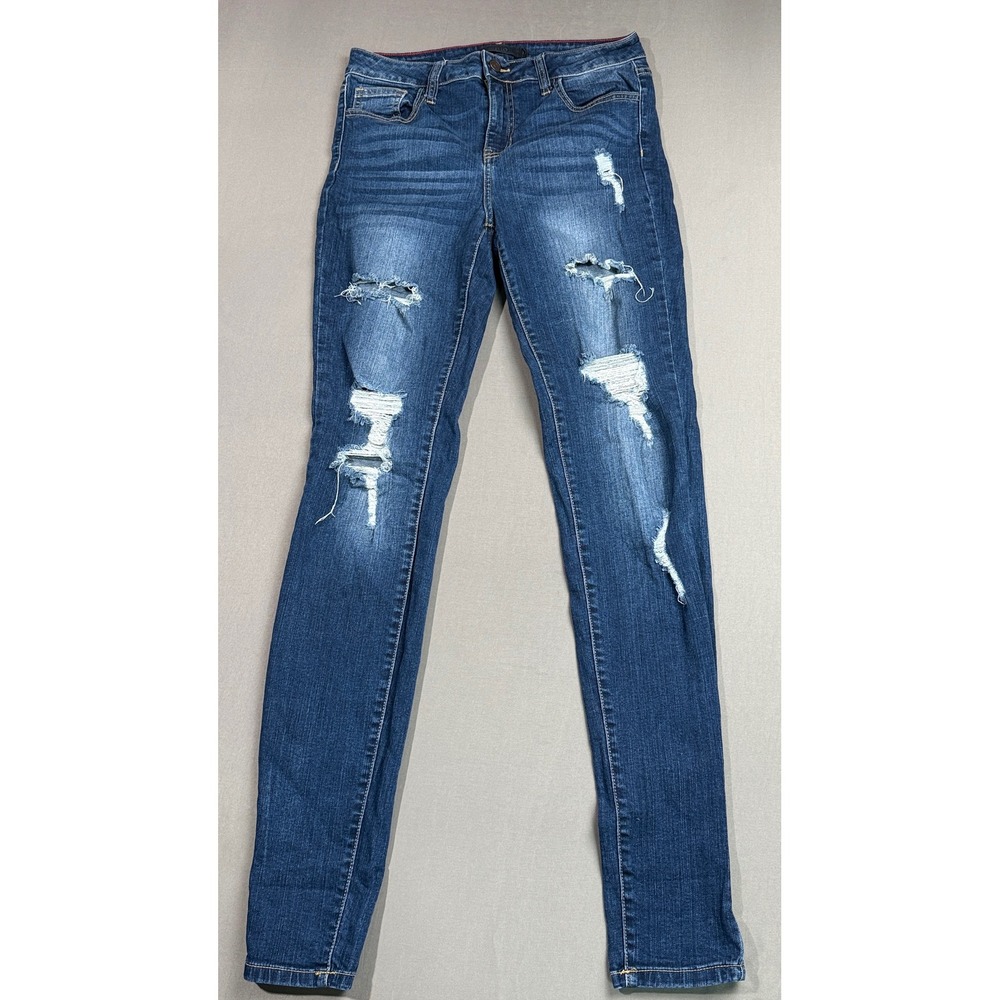 Cello Distressed Blue Wash Skinny‎ Jeans Women's Size 11 Ripped